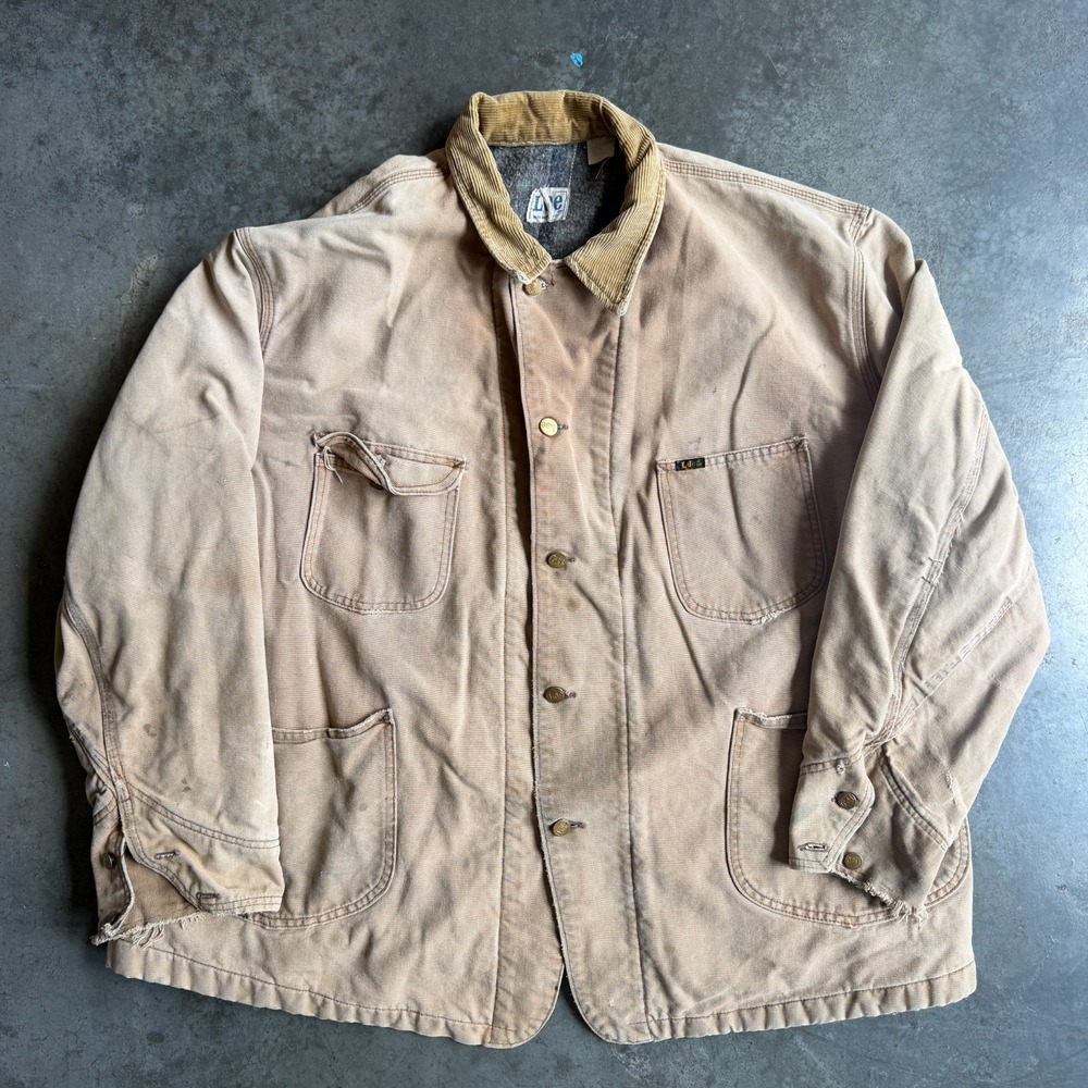 Vintage 70s Lee 92-LJ Duck Canvas Chore Jacket Blanket Lined Mens 52 Workwear